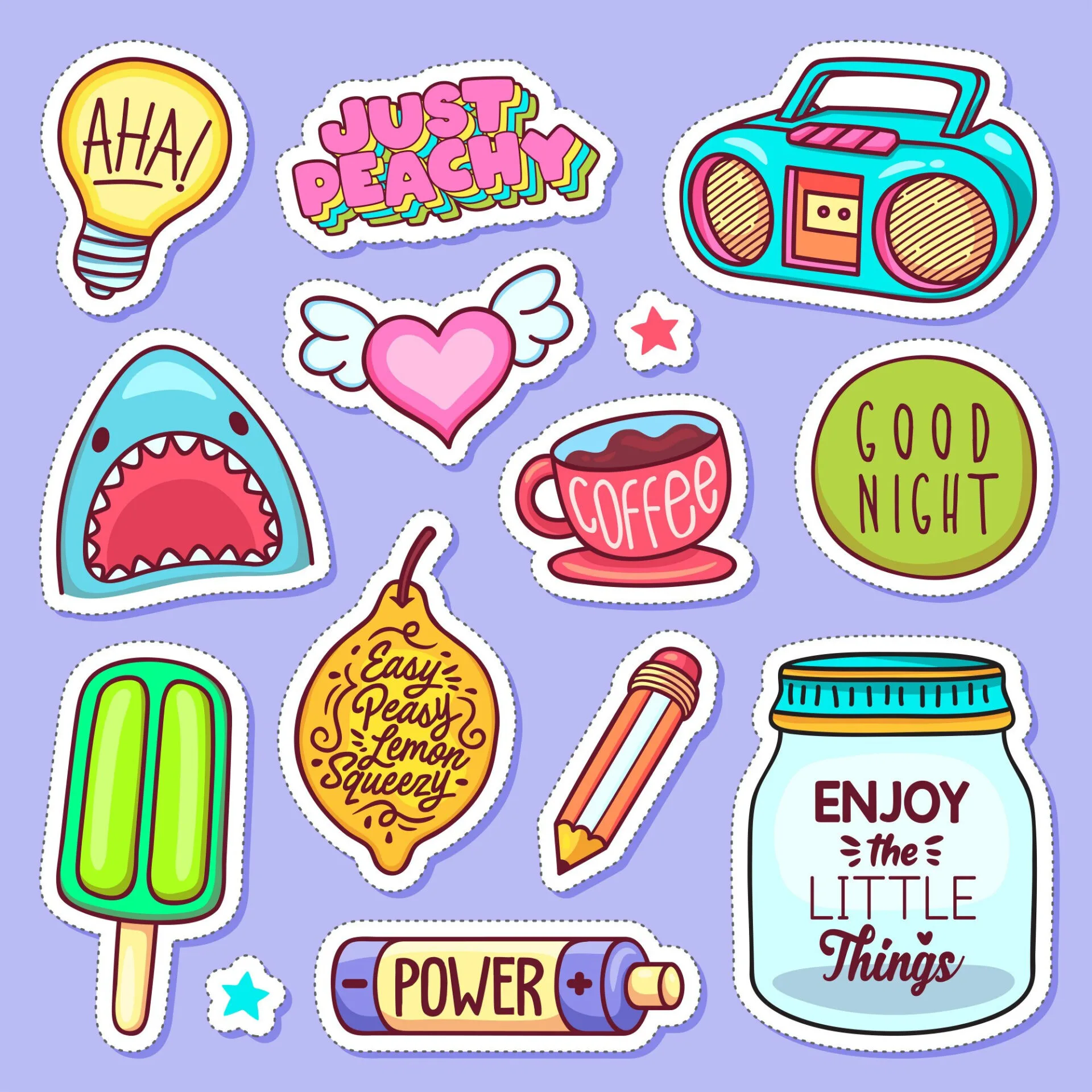 Sticker Icons Hand-drawn Doodle Set 1